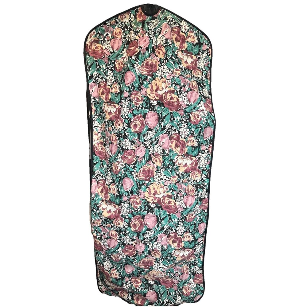 Vintage Floral Garment Bag Taiwan 48x19.5 Zippered Dress Clothes Travel Storage - Picture 6 of 15